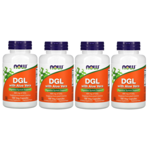 NOWFOODs 나우푸드 DGL 리코라이스 감초 Root 추출물 알로에베라 함유 400mg, 100정, 4개