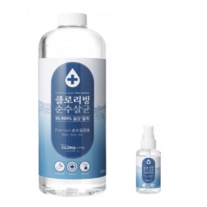 [CLOH] 클로리빙 1인 패밀리세트(60ml x 1개 1L x 1개) 3개월 이내 생산 순수 살균수 (무알콜) 락스 아님 락스아님 어린이집 카페 마트 기숙학원 가족, 1세트