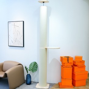더따슴 고양이 원목 캣타워 판테온 기둥형 캣폴 225cm, 1개, 크림 2단