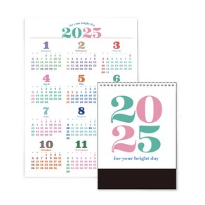 2025 탁상달력 데스크캘린더 1개 + 연간 포스터 달력 B4 Size 1매, 1세트, 레트로