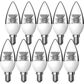 우리조명 장수 LED 촛대구 전구 투명 5W 14베이스, 전구색, 10개