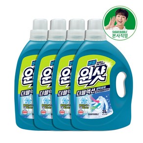 슈가버블 버블원샷 더블액션 액상세제 본품, 3L, 4개