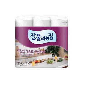 미래생활 잘풀리는집 맥스 다용도 키친타월 250매 x 12롤 x 1팩, 12개