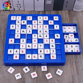 9X9 스도쿠 넘버플레이스 숫자 퍼즐 게임 (문제집포함) 어른 어린이 두뇌개발 Plastic Sudoku Classical Puzzle Boad Games Numbe Place, 혼합색상, 1개