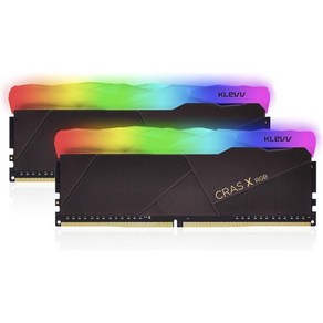 KLEVV CRAS X RGB DDR4 32GB 2x16GB 3200MHz CL16 1.35V 게이밍 데스크톱 램 메모리 SK하이닉스 칩 XMP 2.0 준비 완료KD4AGU88, 16GB Kit (8GB x2), 2개