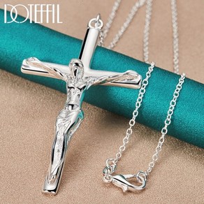 doteffil 925 스털링 실버 예수 십자가 펜던트 목걸이 16182022242630 inch chain for woman man charm wedding jewelry