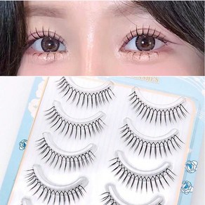 예니브 U형 걸그룹 속눈썹 인조속눈썹 투명 라인 재사용가능 5쌍입, 10-10.5mm, 1개