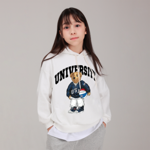 [국내 생산] 마고주니어 주니어용 오버핏 농구곰 후드 티셔츠 [키130/키140/키150/키160]