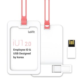 레빗 IU1 사원증 USB2.0 메모리 카드홀더 핑크, 4GB