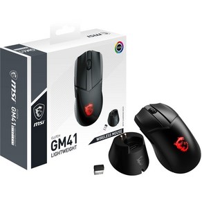 MSI CLUTCH GM41 LIGHTWEIGHT WIRELESS 게이밍 마우스 경량 고정밀 센서 탑재 MS496 블랙