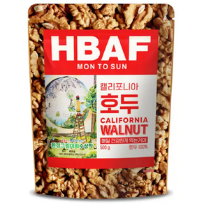 HBAF 바프 먼투썬 캘리포니아 호두 지퍼백포장, 1개, 500g