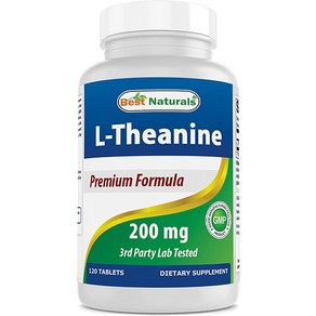 타블렛 당 최상위 Naturals L-Theanine 200mg (2 정) 당 400mg) - 졸음없이 이완을 촉진 - 120 채식 정제 -