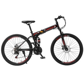 유니로스 mtb자전거 접이식자전거 입문용 산악자전거 24 26인치, 스포크휠, 블랙+레드