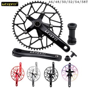 Litepo-크랭크 세트 BMX Hollowtech 크랭크 암 130bcd 통합 캔들 Pe 1 크라운 접이식 자전거 연결로드 170MM, [14] Set of Shiny black, [04] 52T, 1개