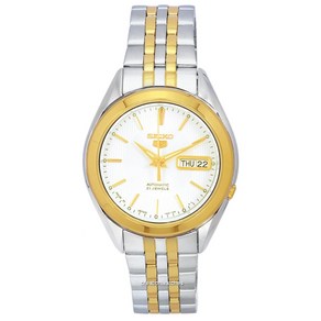 Seiko 세이코 5 Two Tone 스테인레스 스틸 화이트 다이얼 오토매틱 SNKL24 SNKL24J1 SNKL24J 남성용 시계