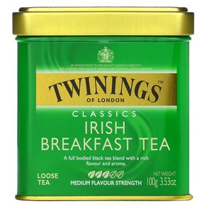 Twinings 클래식스 아이리시 브렉퍼스트 루스 티 100g(3.53oz), 100g, 1개, 1개입