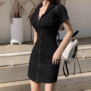 떳다그녀 멜리온스 슬림핏 후드원피스 포켓 골지원피스 플레어원피스 긴팔 집업 쫀쫀 미니원피스 롱원피스