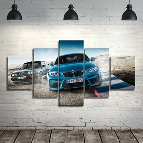 캔버스 인쇄 포스터 홈 장식 5 조각 HD Bmw M3 블루 스포츠 자동차 그림 벽 아트 그림 거실 모듈 형 액자, [01] 10x15 10x20 10x25cm, [02] No Fame, 1개