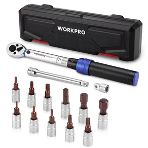 WORKPRO 1/4인치 토션렌치 케이스+13개 액세서리 자전거 수리 렌치 2-26N.m (헥스 비트 소켓 8pcs+Torx 비트 소켓 3pcs+1/4