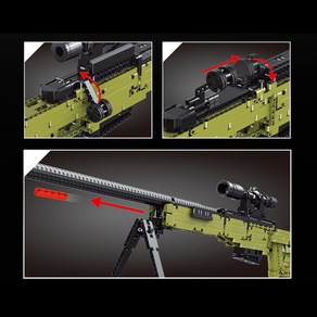 국내배송 스나이퍼 AWM 저격총 키덜트 밀리터리 블럭 플라스틱 총알 발사되는 모형, 박스포함(선물용), 1개