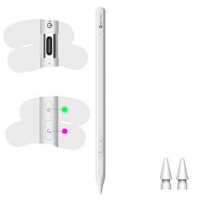 HOU 아이패드 호환 펜슬 애플 펜슬 기능키 숨겨진 Type-C 충전포트 터치펜 아이패드 프로11/12.9/13인치 에어6/5/4세대 미니5/6세대 아이패드 10/9/8세대