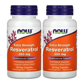 나우푸드 레스베라트롤 엑스트라 스트렝스 Resveatol 350mg 60캡슐 2병, 2개, 60정