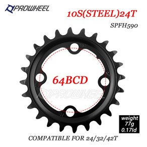 PROWHEEL 라운드 체인 링 64/96/104BCD 산악 자전거 체인 휠 22T 24T 30T 32T 40T 42T 44T 스프로킷 스틸/합금 치아 플레이트 부품