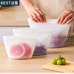 1+1+1 다회용 프리미엄 실리콘 지퍼백 5종 세트 냉장고정리 밀폐용기 실리팟 지퍼백 500ml 1000ml 1500ml 실리콘 지퍼백