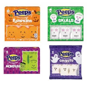 Peeps 핍스 마시멜로 고스트 몬스터 펌킨 스컬 4종 4봉, 15g, 4개