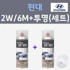 현대 2W 6M 플래티늄실버 컬러스프레이 + 모투명마감용스프레이 자동차 카 페인트 200ml 싼타페 CM