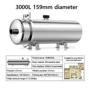 상업용 정수 필터 시스템 304 스테인리스강 PVDF 한외여과 정수기 가정용 주방 음료 스트레이트 UF 8000L/H, 01 3000L, 1개