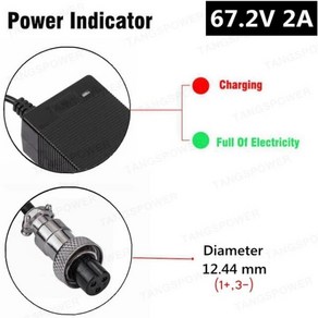 TANGSPOWER 전기 자전거용 리튬 배터리 팬 포함 수레 이온 팩 16S 2A, [03] 3P GX16, [01] US, 1개