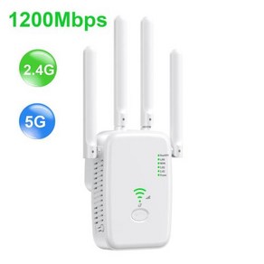 무선 와이파이 공유기 증폭기 라우터 1200Mbps 리피터 확장기 듀얼 밴드 2.4G 5GHz 네트워크 장거리 신호 부스터 홈 오피스용, 4) 2.4G 5G 1200M White - 미국 플러, 1개