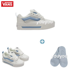 [YUYU] Vans 반스 여성용 키높이 Knu-Stack 뉴스택 화이트블루 + 국산 페이크삭스 1P