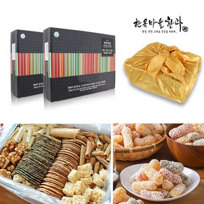 한옥마을한과 전병+유과 선물세트 / 보자기포장 간식 한과 과자, 1개, 1.92kg