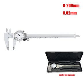 6인치 금속 강철 다이얼 버니어 캘리퍼스 0.02mm 충격 방지 0-150/200/300mm 마이크로 미터 게이지 측정 도, 02 0-200mm, 01 CHINA, 1개