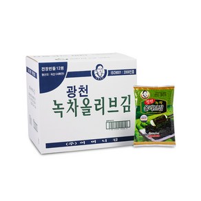 [광천어머니김 본사 발송] 녹차올리브 전장 번들 (녹차전장김 20g x 3개입 x 12봉) 총36개, 1박스