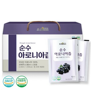 [2+1이벤트] 황지네이처 국내산 NFC착즙 아로니아즙 과채주스 80ml 30개, 1개, 2.4L