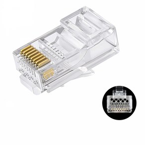 CAT6 RJ45 커넥터 8P8C 관통형 통과형 랜선 만들기 PC방 랜공사 케이블 공사 통신공사 RJ-45 100개입, 100개, IN-U6PASS