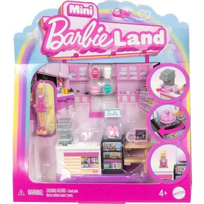 Babie Mini BabieLand 수집용 베이커리 놀이 세트 3.8cm(1.5인치) 인형 커피 메이커 스테이션 페이스트리 디스플레이 및 스토리텔링 놀이를 위한 좌석 공