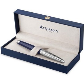 Wateman 워터맨 카렌 만년필 메탈&블루 옻칠 치즐캡 18K 골드 파인닙 블루잉크 선물박스, fine nib_blue