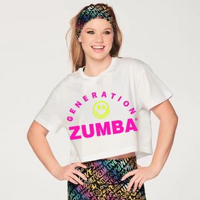 줌바티 Zumba 줌바웨어 단체복 운동복 줌바댄스 줌바 방송댄스복 줌바댄스복장 줌바반팔티 T198, 2_화이트(형광스마일)