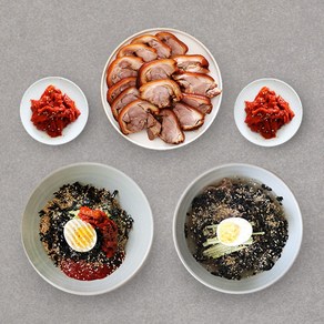 [동해막국수] 40년 강릉맛집 막국수+순살족발+명태식해 2인분 세트 (비막1+물막1+족발1+식해2), 1세트, 1.05kg