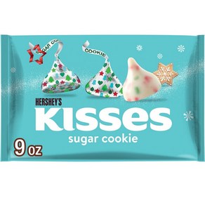 HERSHEY'S KISSES Suga Cookie Flavoed Chistmas Candy Ba HERSHEY'S KISSES 설탕 쿠키 풍미 크리스마스 캔디 백 9온, 1개, 255g