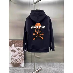 mastemind JAPAN FW24 남녀 공용 알파벳 해골 프린트 카디건 긴팔 후드 후드 코트 블랙