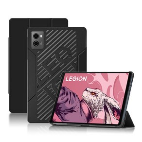 레노버 리전 Lenovo Legion Y700 2세대 전용 발열방지 가죽 거치대 케이스, 블랙/투명