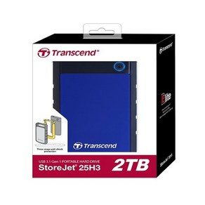 트랜센드 StoreJet 25H3B USB 3.1 Portable HDD 충격방지 외장하드 TS2TSJ25H3B