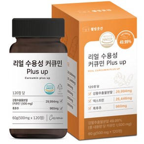 웰빙곳간 리얼 수용성 커큐민 PLUS UP HACCP 식약처 인증, 1개, 120정