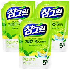 참그린 레몬 녹차 뽀드득 어드밴스 주방세제 리필, 3개