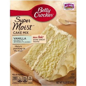 Betty Cocke Supe Moist Vanilla Flavoed Cake Mix(2-pack) 베티 크로커 슈퍼 모이스트 바닐라맛 케이크 믹스(2팩), 432g, 1개